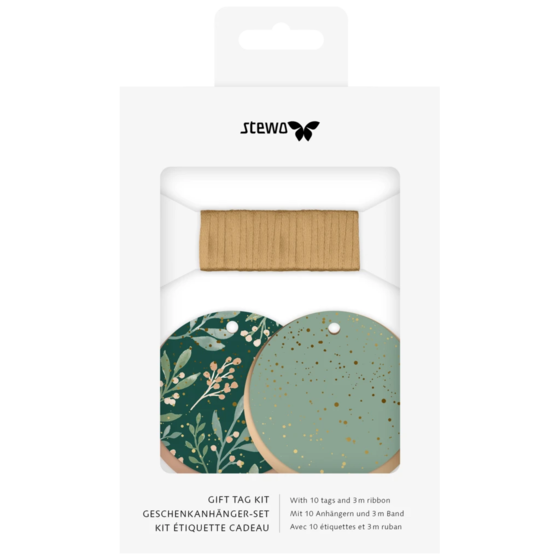 Geschenkanhänger-Set „Arona“ | dunkelgrün/salbei