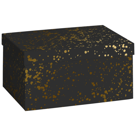 Geschenkbox „Sprenkel“ | 16×12×24 cm, 120 g/m², schwarz