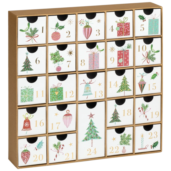 Adventskalender „Inge“ | weiß/gold