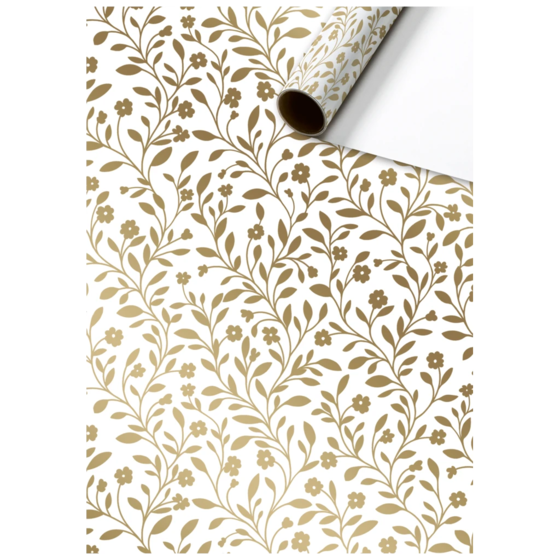 Geschenkpapier „Nola“ | 70 cm × 2 m, 80 g/m², weiß/gold metallic