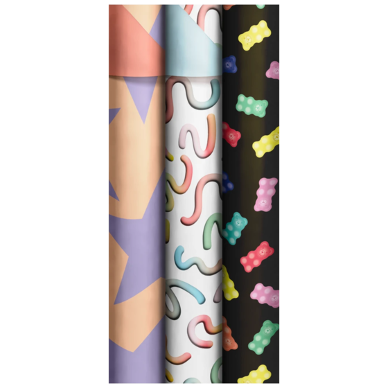 Geschenkpapier „Hello Fun“ | 70 cm × 2 m, 80 g/m², sortiert