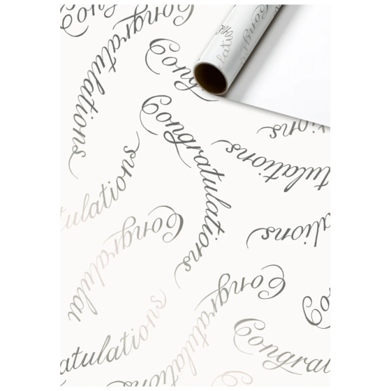 Geschenkpapier „Rila“ | 70 cm × 1,5 m, 76 g/m², weiß/silber