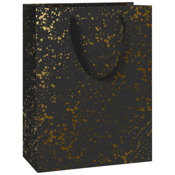 Geschenktasche „Sprenkel“ | 28×36×15 cm, 230 g/m², schwarz