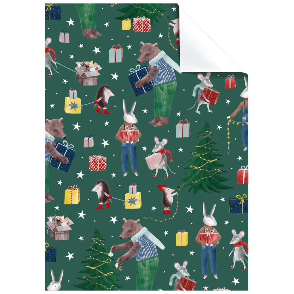 Feuille de papier cadeau « Melin » | 100×70 cm, 80 g/m², vert foncé