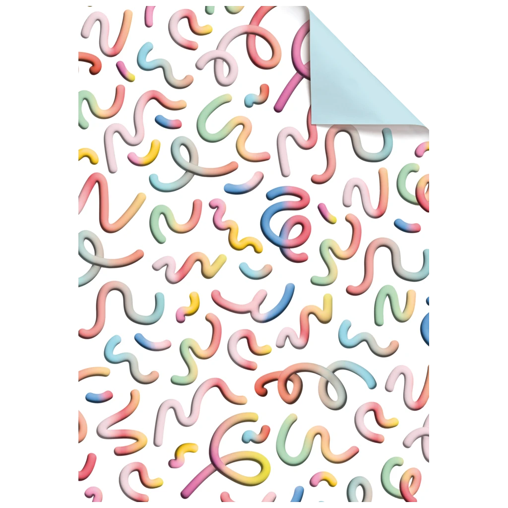 Gift Wrapping Paper Sheet “Mixa” | 100×70 cm, 80 gsm, white/multi-coloured, pastel