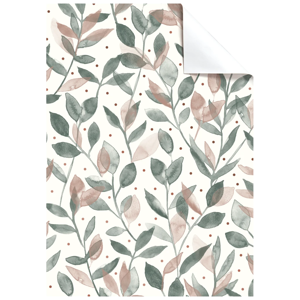 Gift Wrapping Paper Sheet “Merritt” | 100×70 cm, 80 gsm, white/sage