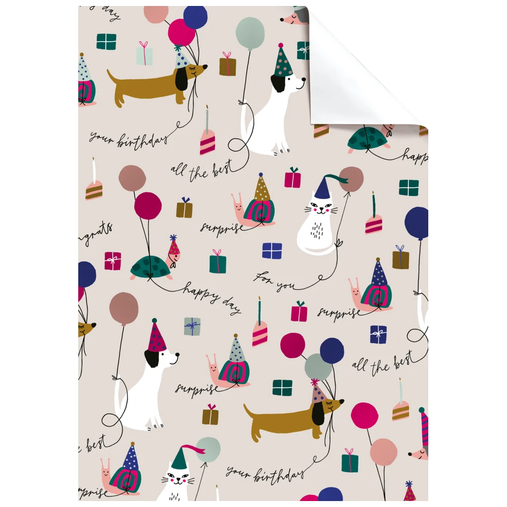 Papier cadeau « Murphy » | 100×70 cm, 76 g/m², beige/coloré