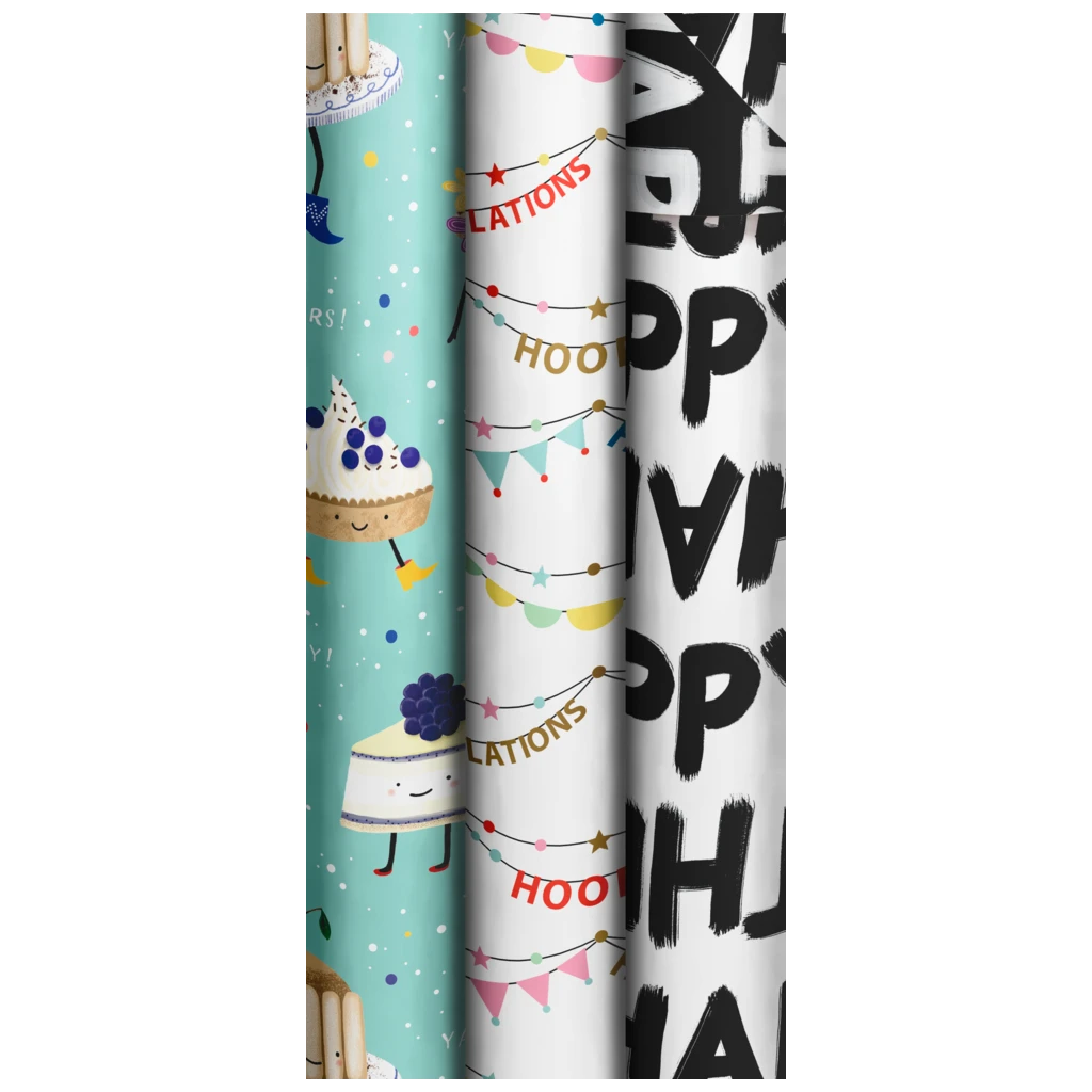 Gift Wrapping Paper “Party Sweets” | 70 cm × 2 m, 80 gsm, assorted