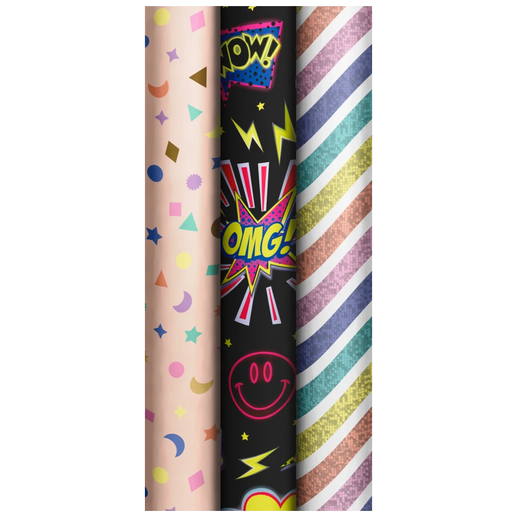 Gift Wrapping Paper “Confetti Fun” | 70 cm × 1,5 m, 76 gsm, assorted