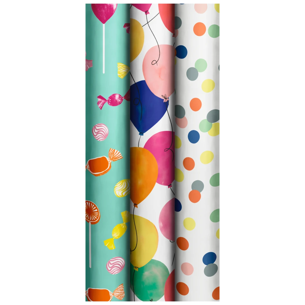 Gift Wrapping Paper “Candy Fun” | 70 cm × 2 m, 80 gsm, assorted