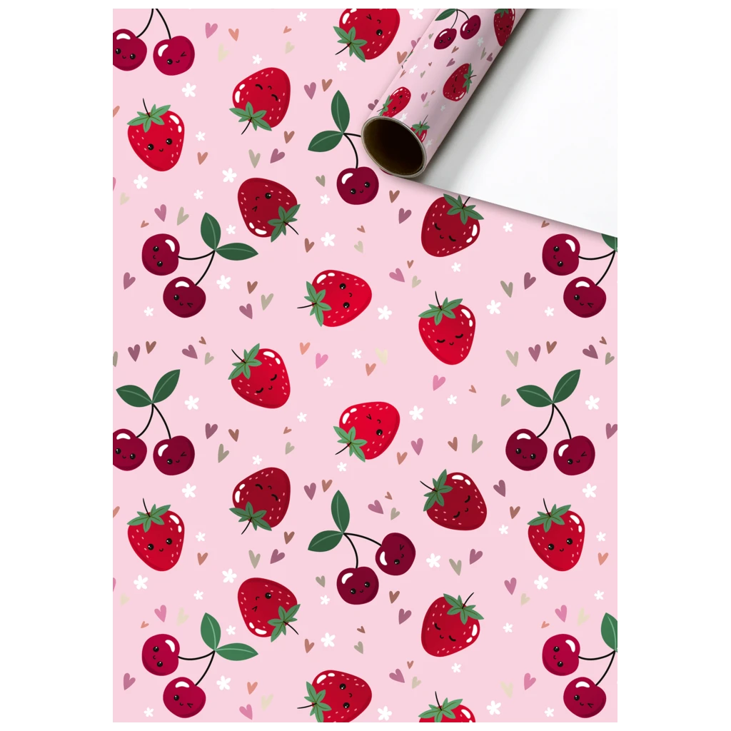 Gift Wrapping Paper “Yumi” | 70 cm × 1,5 m, 76 gsm, rose/cherry red