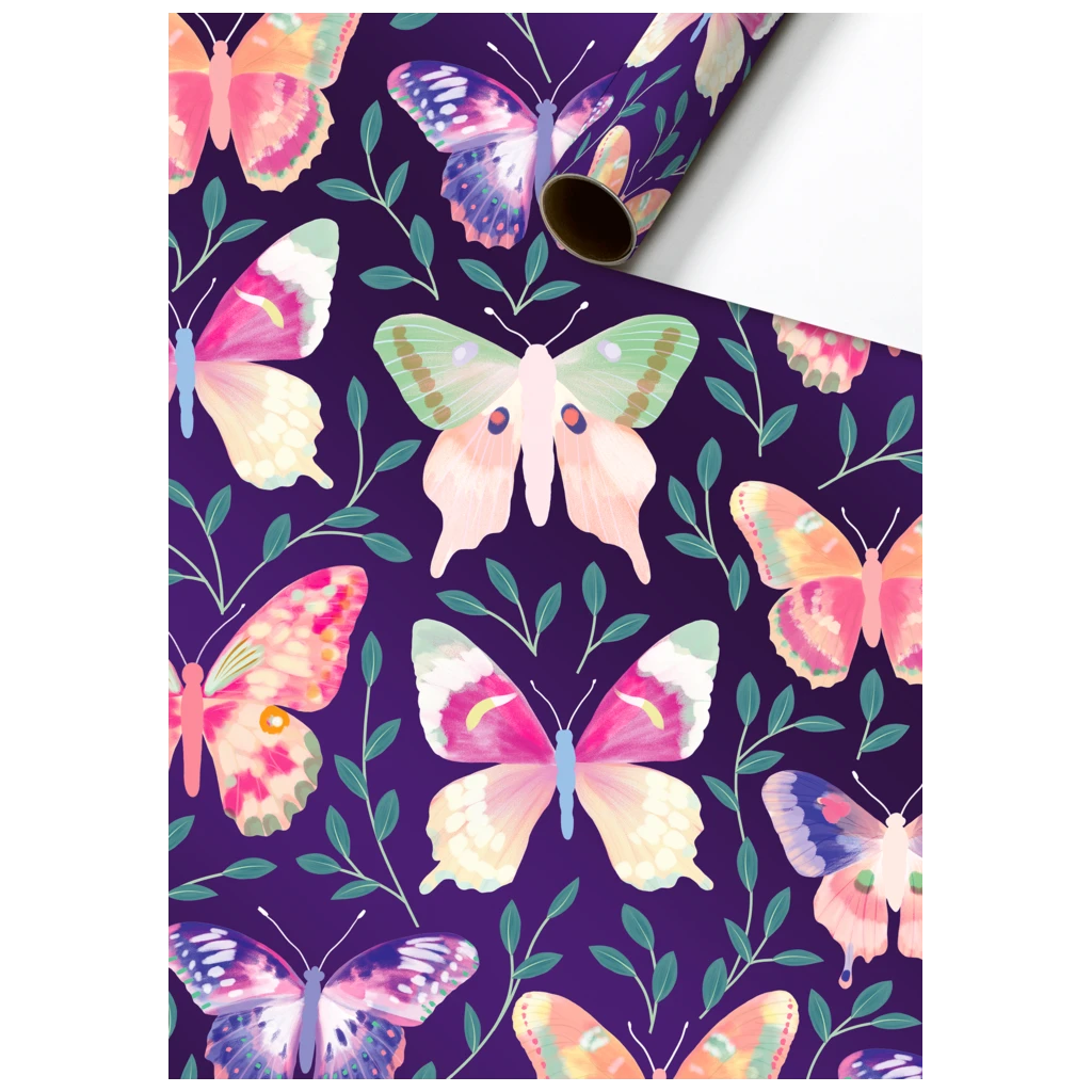 Gift Wrapping Paper “Louka” | 70 cm × 1,5 m, 76 gsm, dark violet/variegated