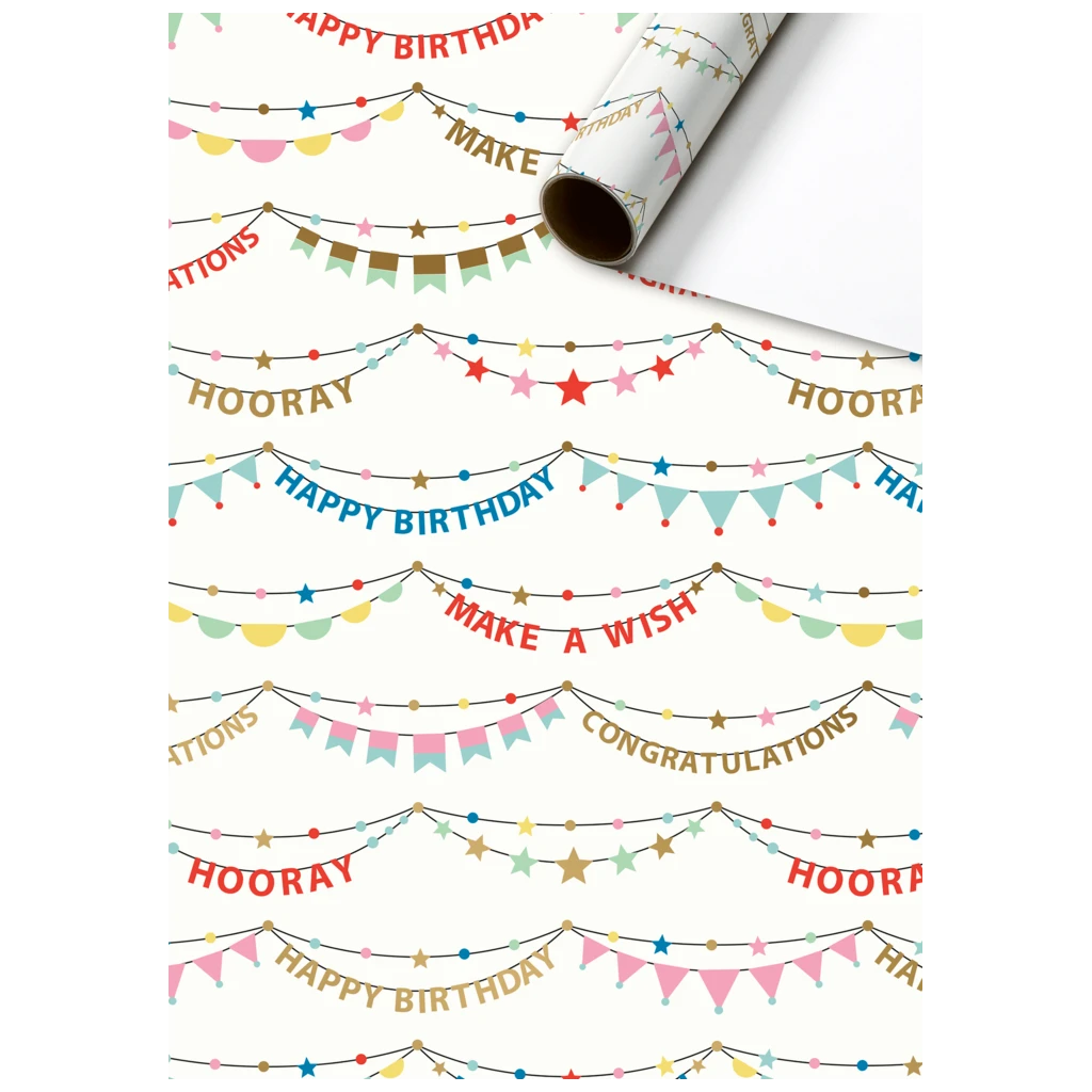 Gift Wrapping Paper “Pierrot” | 70 cm × 2 m, 80 gsm, white/variegated