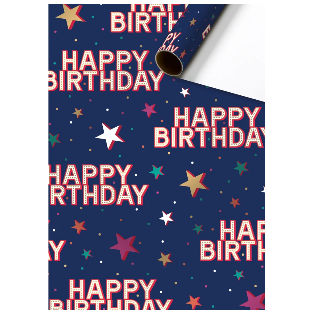 Gift Wrapping Paper “Starlett” | 70 cm × 1,5 m, 76 gsm, dark blue