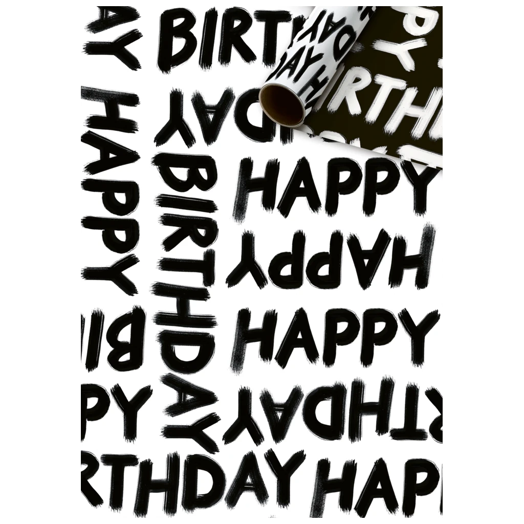Gift Wrapping Paper “Forby” | 70 cm × 2 m, 80 gsm, white/black