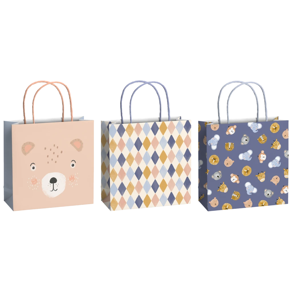 Set de pochettes cadeaux « Buba » | 20×20×8 cm, 200 g/m², multicolore, pastel, 3 pièce(s)