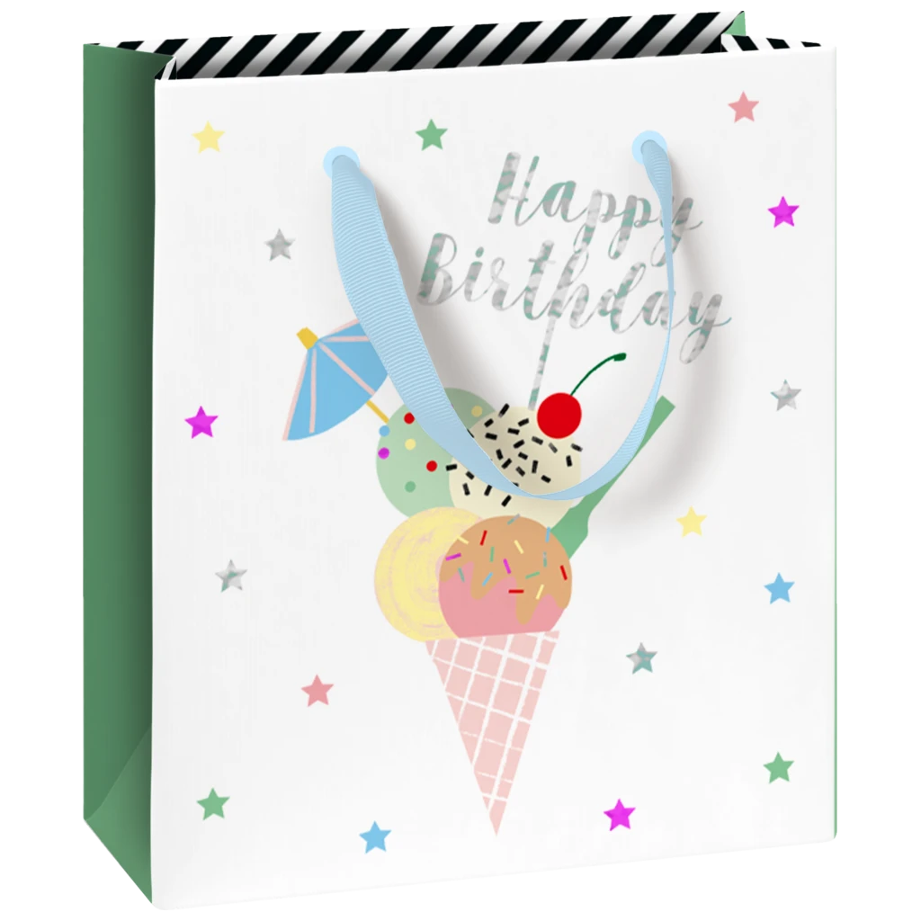 Gift Bag “Gelato” | 18×21×8 cm, 250 gsm, white/multi-coloured
