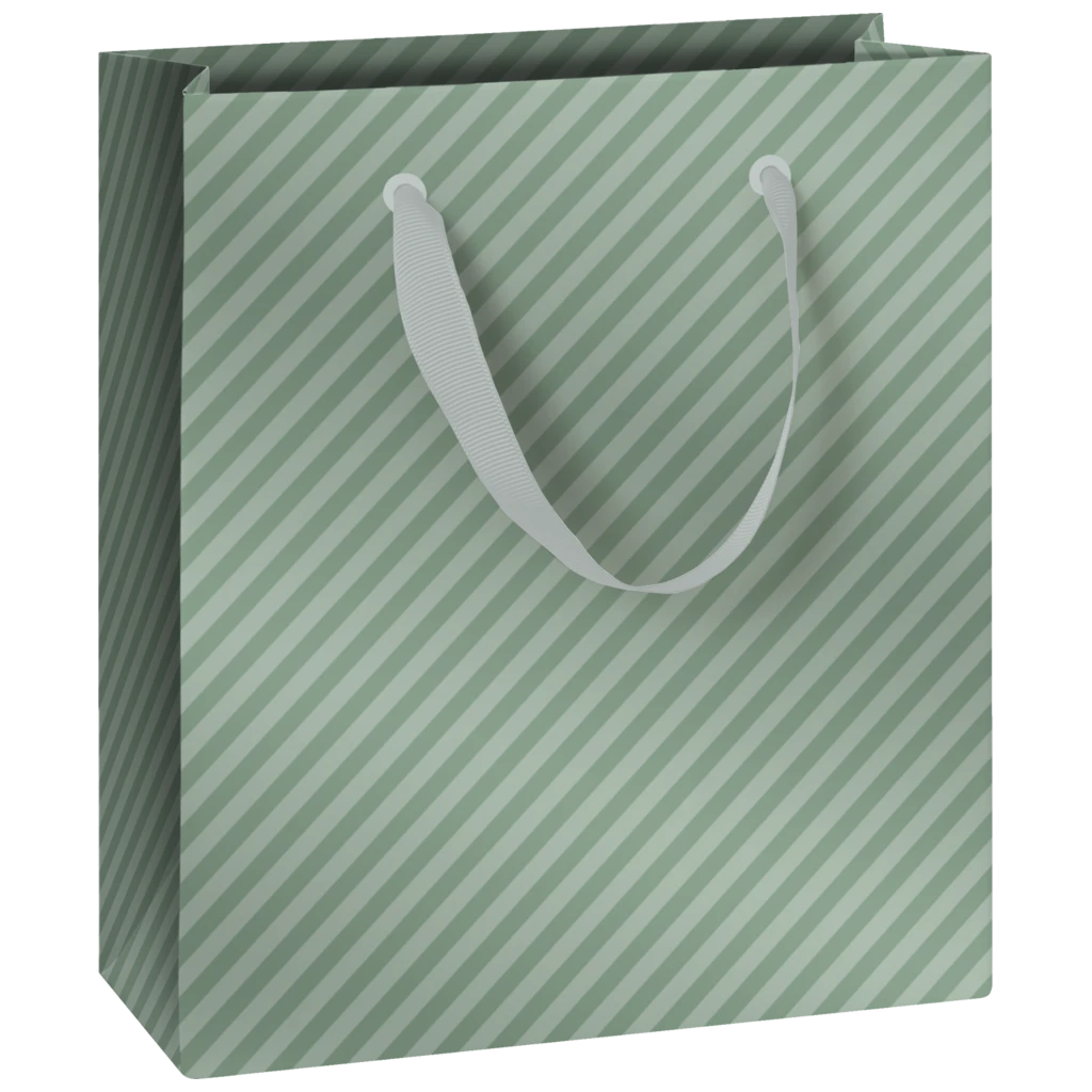 Gift Bag “Stribe” | 18×21×8 cm, 230 gsm, sage