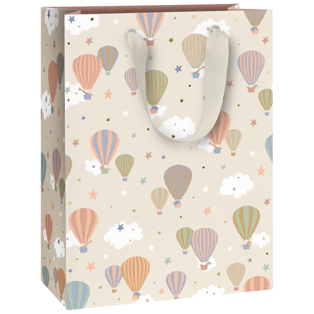 Pochettes cadeaux « Mimmo » | 23×30×13 cm, 250 g/m², blanc/beige