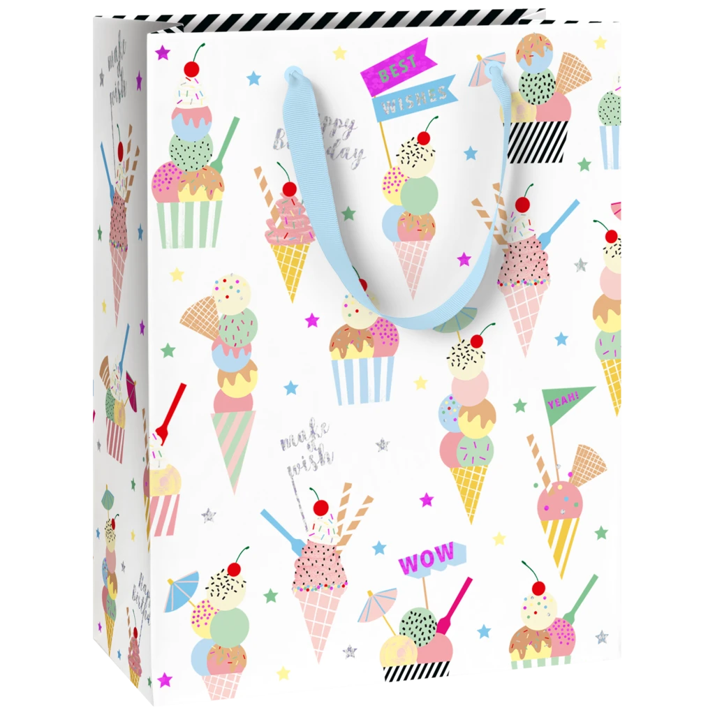 Pochettes cadeaux « Gelato » | 23×30×13 cm, 250 g/m², blanc
