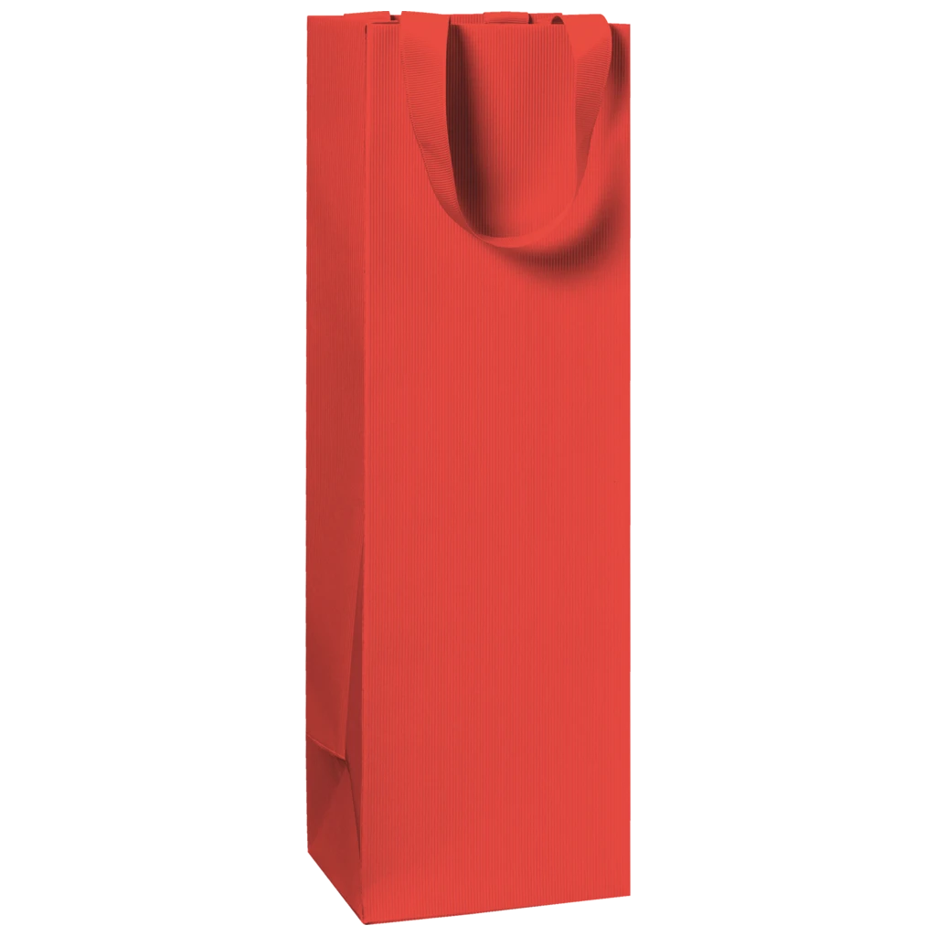 Sacs à bouteilles One Colour | 11×36×10,5 cm, 250 g/m², rouge
