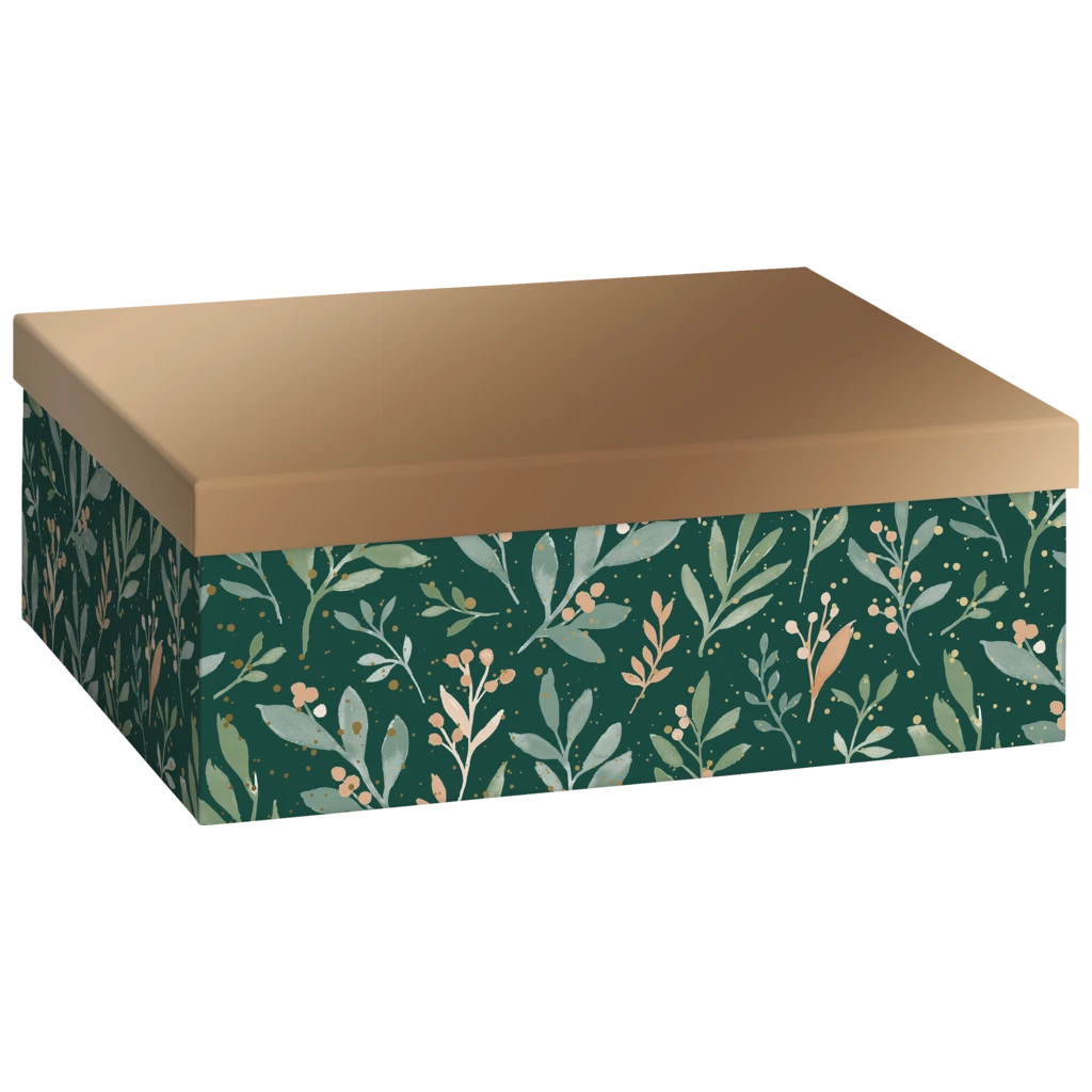 Gift Box “Arona” | 24×12×33 cm, 120 gsm, dark green/bronze gold