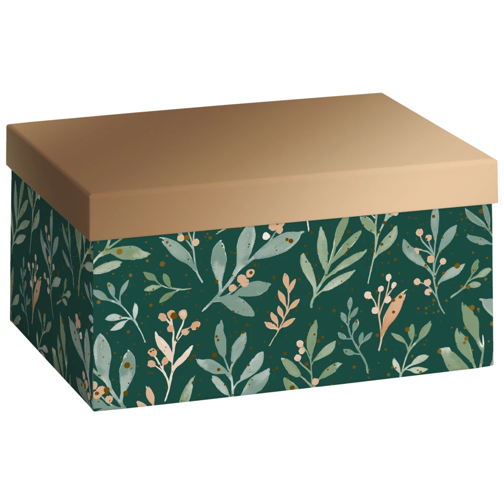 Gift Box “Arona” | 16×12×24 cm, 120 gsm, dark green/bronze gold
