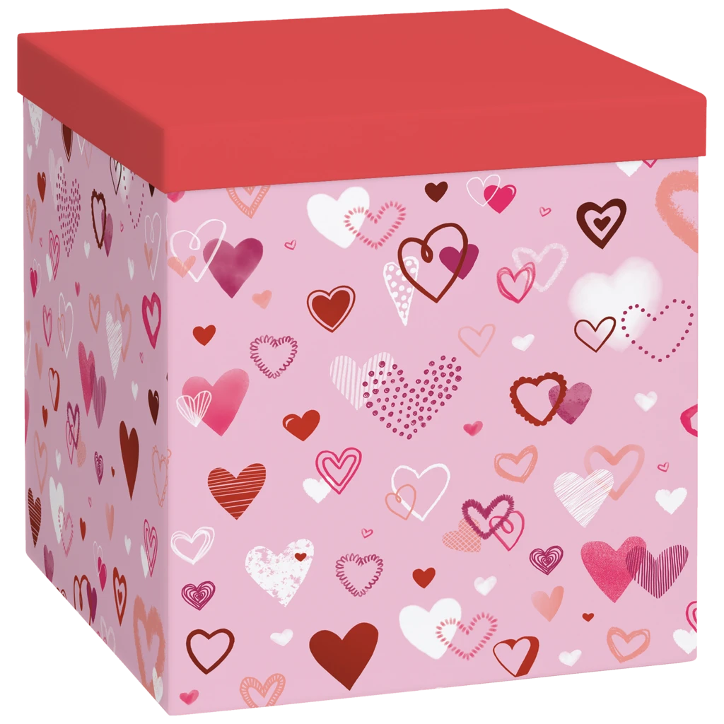Boîte cadeau « Amaia » | 23×24×23 cm, 120 g/m², rose/rouge