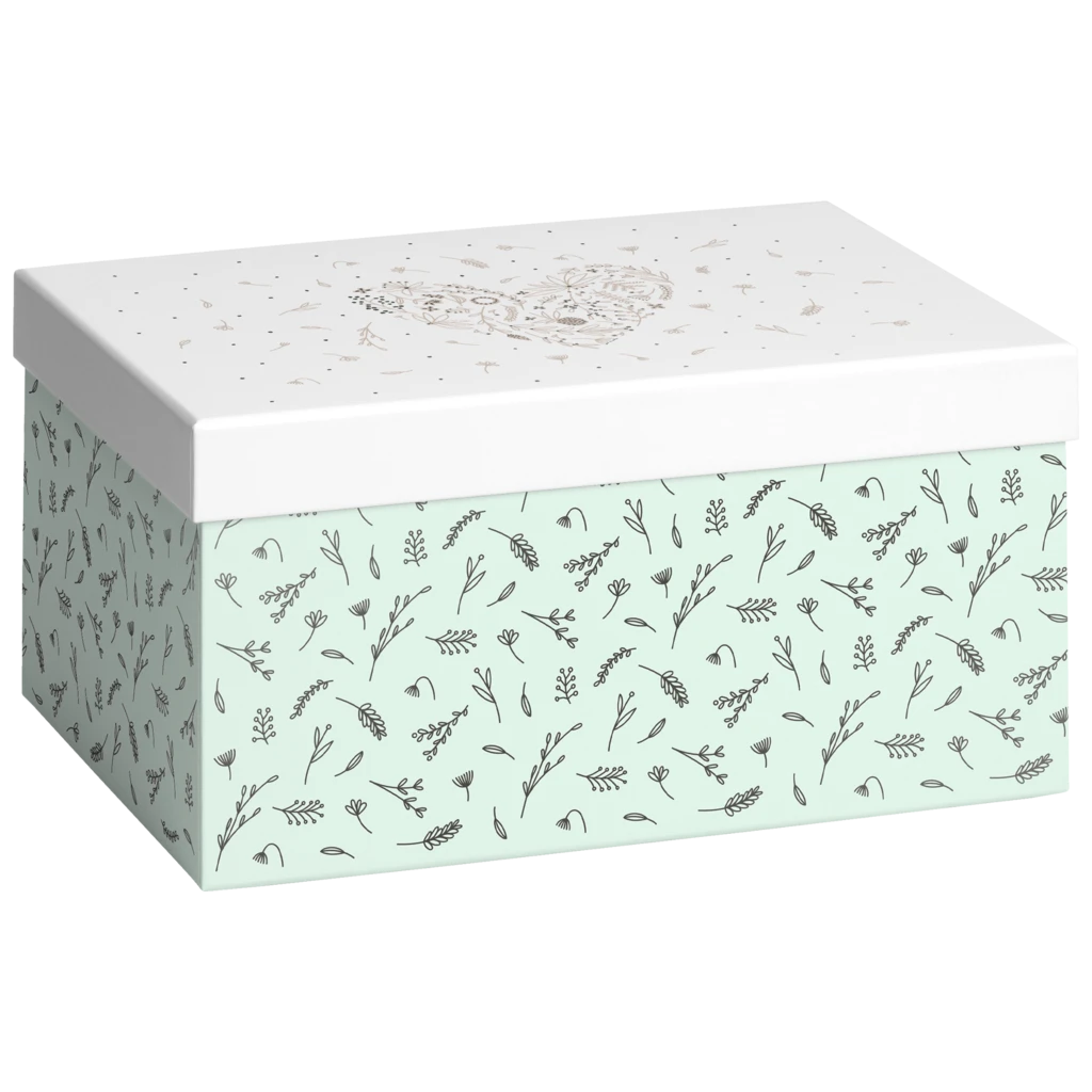 Boîte cadeau « Eldana » | 16,5×12×24 cm, 120 g/m², pearl/vert menthe