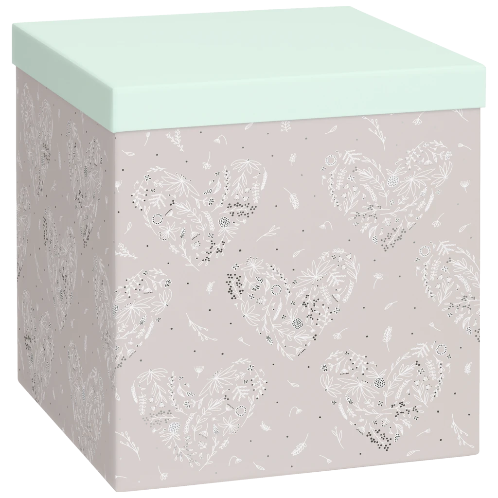 Boîte cadeau « Eldana » | 23×24×23 cm, 120 g/m², pearl/vert menthe