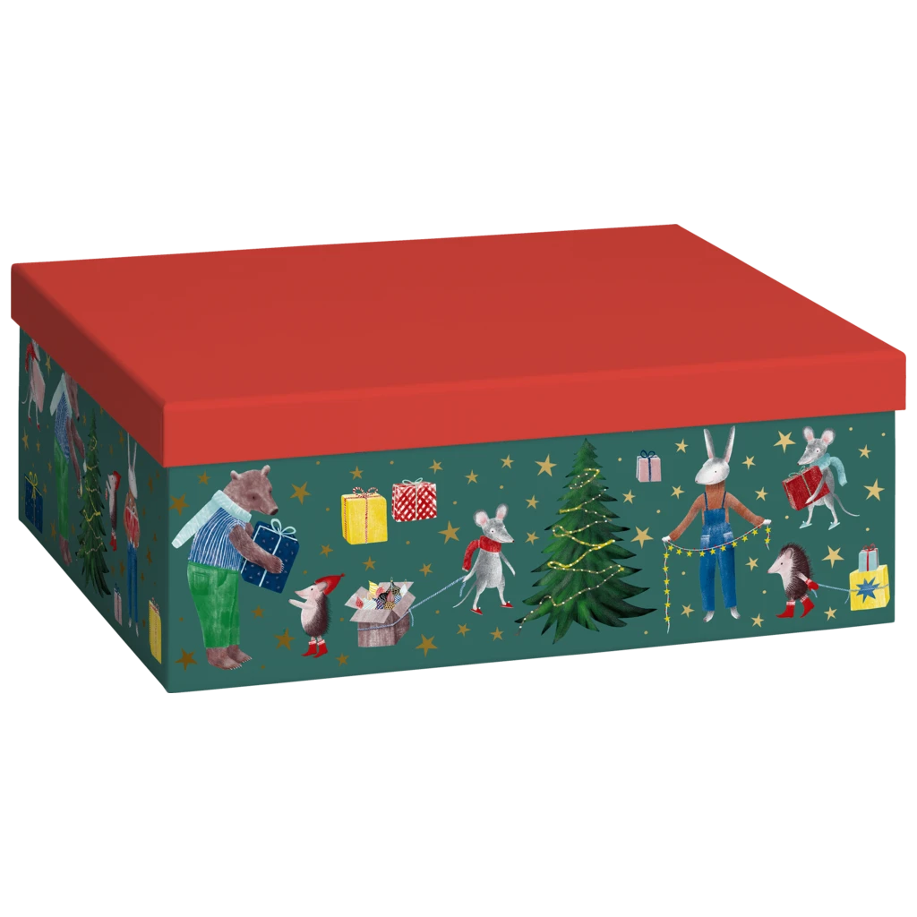 Gift Boxes “Melin” | 24×12×33 cm, 120 gsm, red/dark green