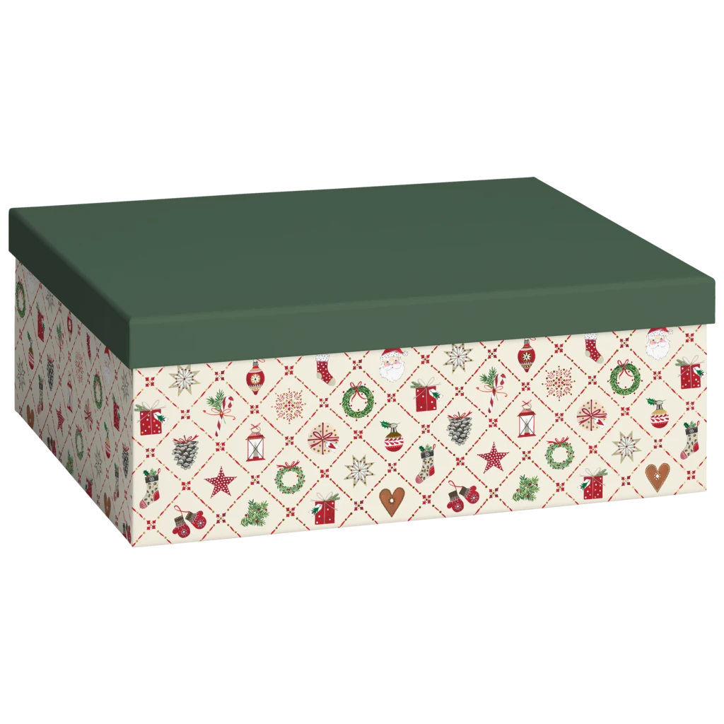 Gift Boxes “Kirsten” | 24×12×33 cm, 120 gsm, light beige/dark green