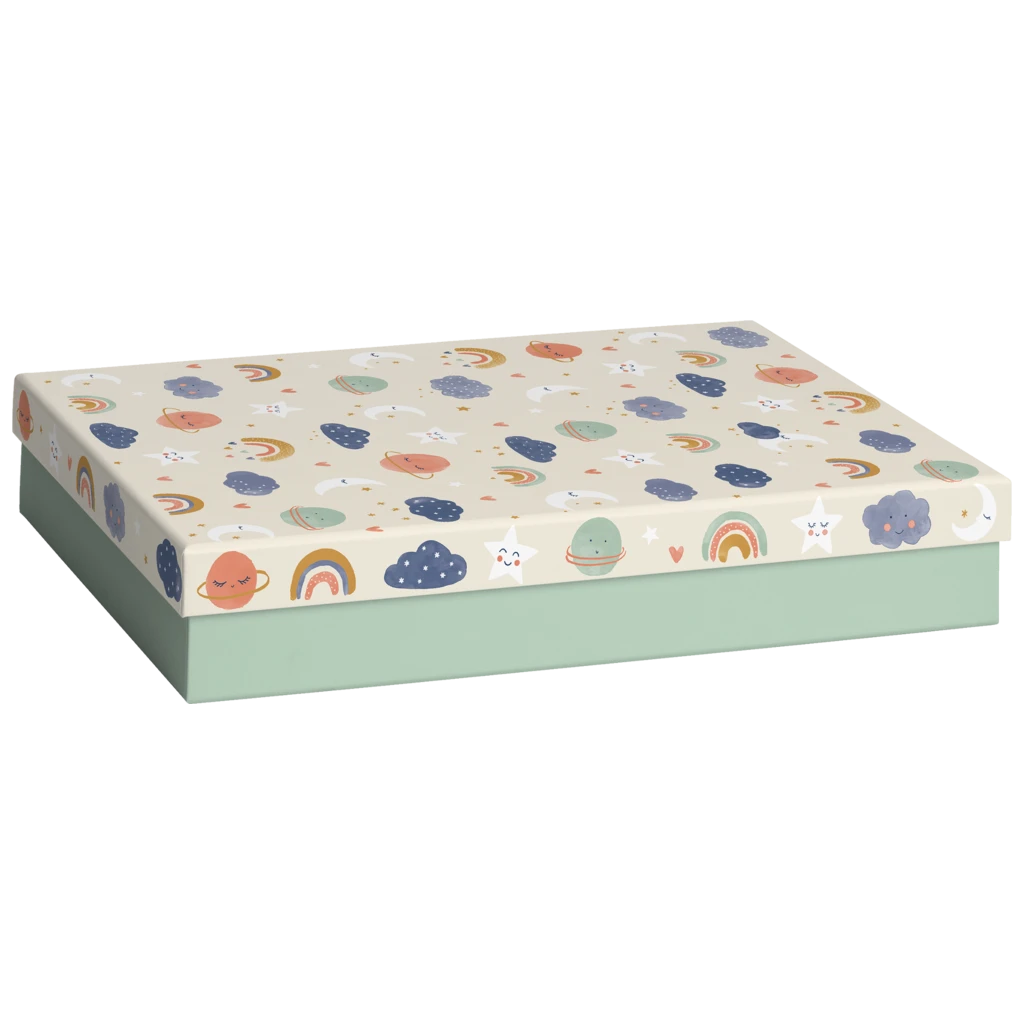 Gift Box “Hiroko” | 33×6×24 cm, beige/mint