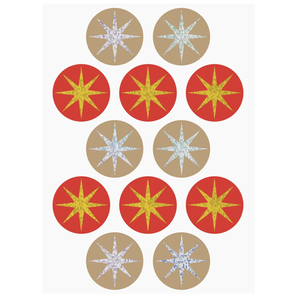 Aufkleber Bogen | 110×150 mm, rot/gold, 4 Blatt