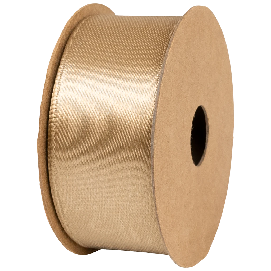 Rubans cadeaux | satin polyester, 25 mm × 4 m, marron clair